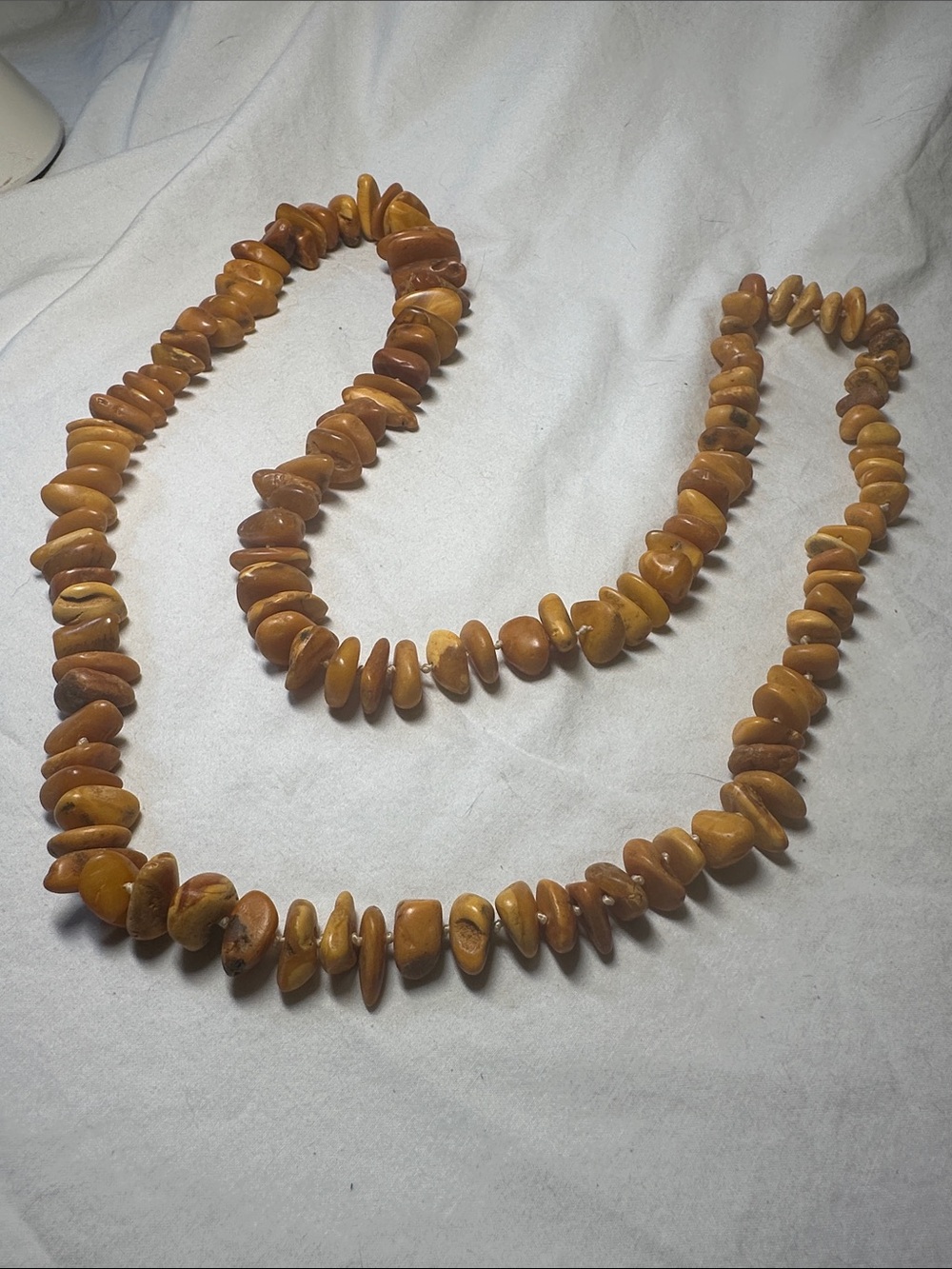 Natural Amber-Colored Bead Necklace - Women Jewelry
